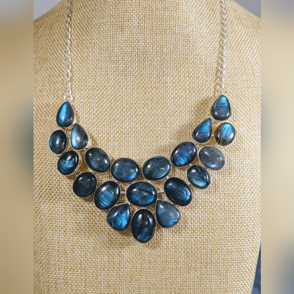 Labradorite Large Stone Statement Necklace - image 1